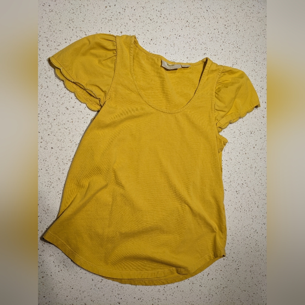 Anthropologie Scalloped Sleeve Tee